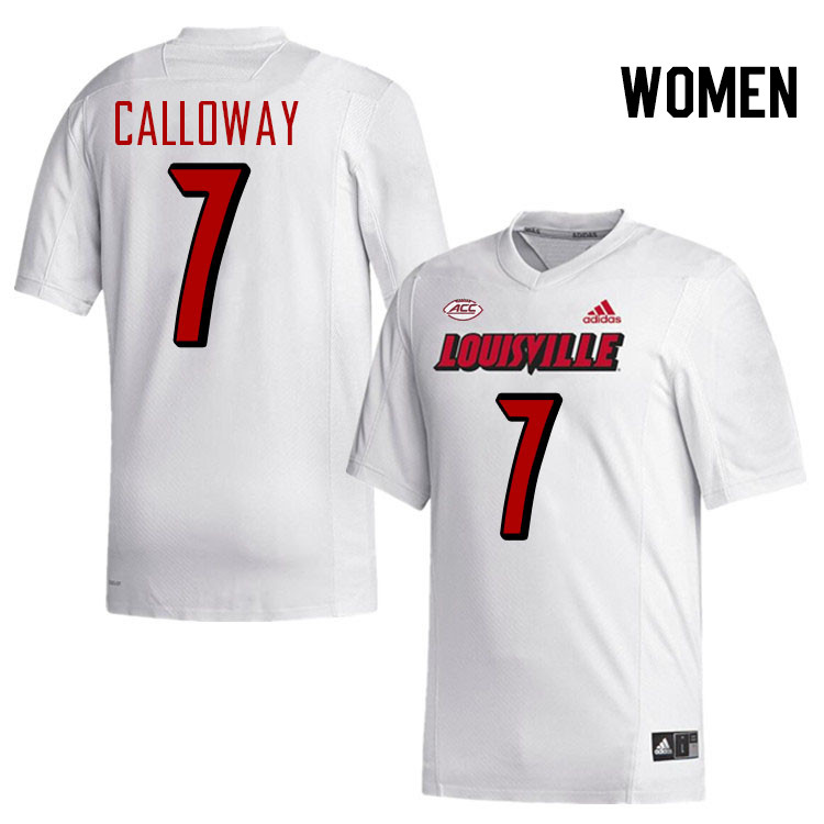 Women #7 Jimmy Calloway Louisville Cardinals College Football Jerseys Stitched-White